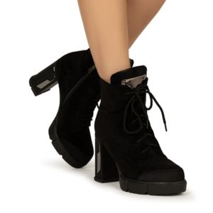 Atalina Lace Up Metallic Cap Chunky Heel Platform Boot NEVER WORN